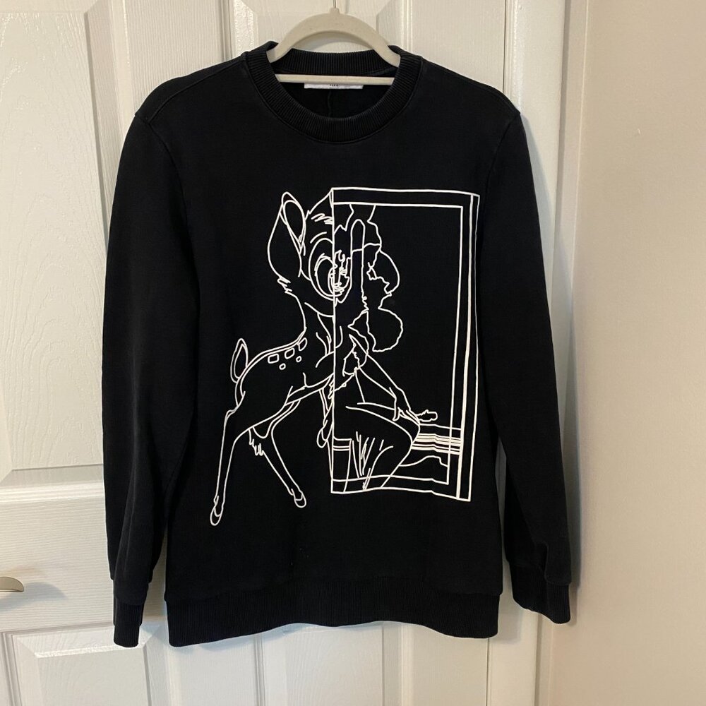 Givenchy Bambi Mirror Outline‎ Black Crewneck Sweatshirt Medium - Picture 9 of 13